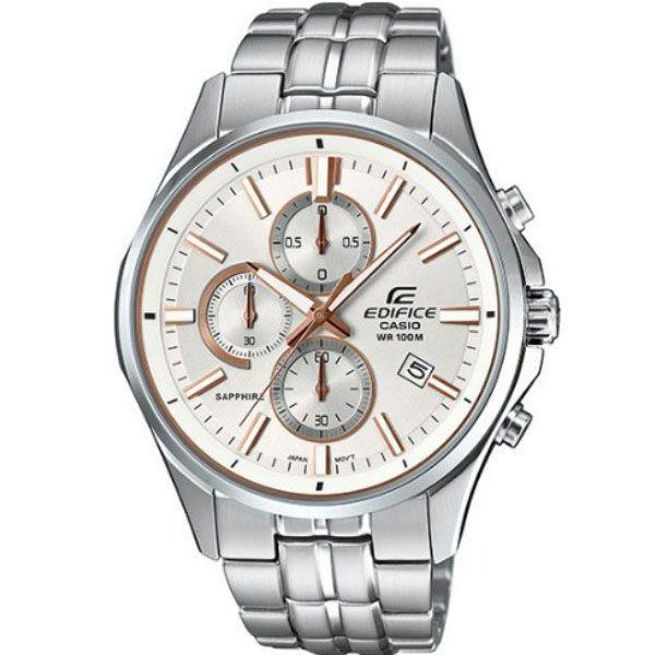 Casio Casio Edifice EFB-530D-7A  EFB-530D-7A кварцевые мужские часы белый циферблат, браслет нержавеющая сталь — вид спереди