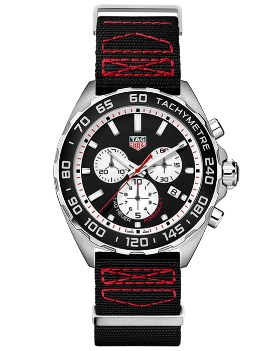 TAG Heuer TAG Heuer Formula 1 CAZ101E.FC8228  CAZ101E.FC8228 кварцевые мужские часы черный циферблат, браслет нейлон — вид спереди