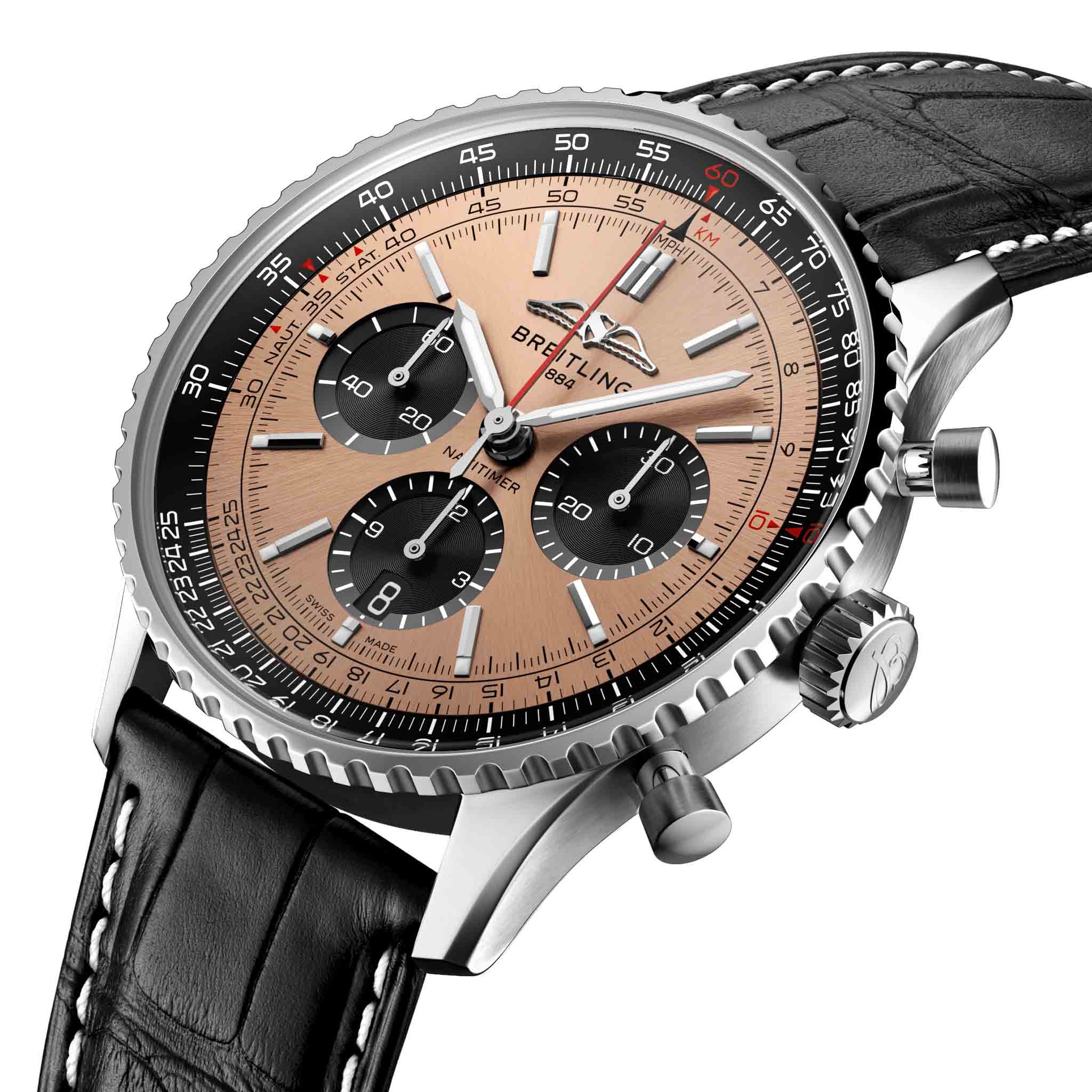 Breitling Breitling Navitimer B01 Chronograph 43 AB0138241K1P1 механические мужские часы часы крупный план золотой циферблата
