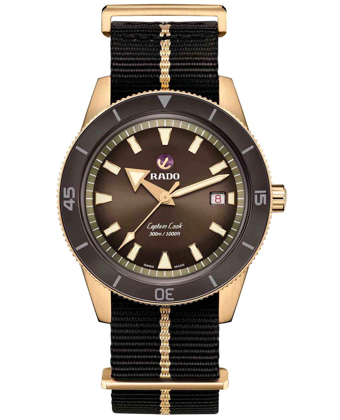 Rado Rado Captain Cook Automatic Bronze R32504307 Automatic R32504307 механические мужские часы коричневый циферблат, браслет тканевый — вид спереди