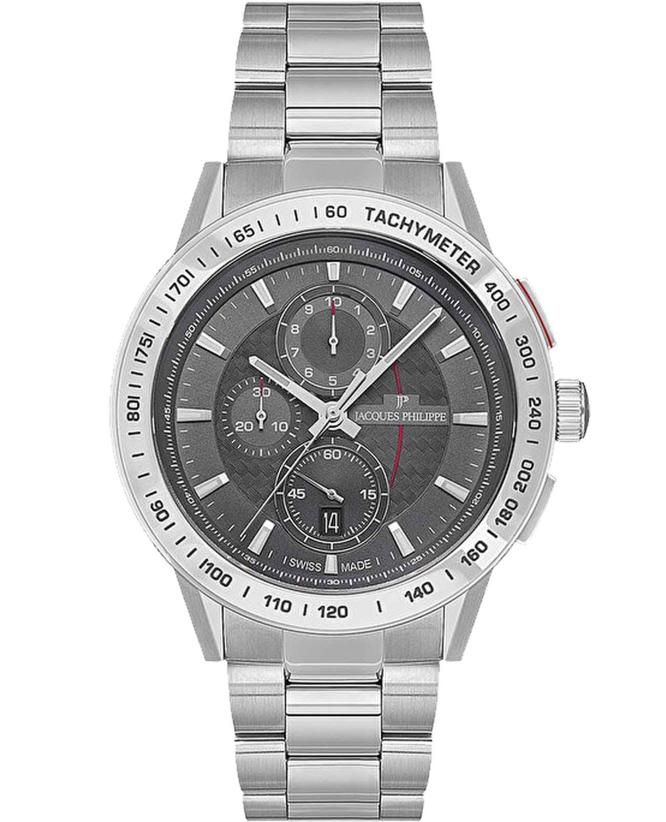 Jacques Philippe Jacques Philippe Globus JPQGC288347  JPQGC288347 кварцевые мужские часы серый циферблат, браслет нержавеющая сталь — вид спереди