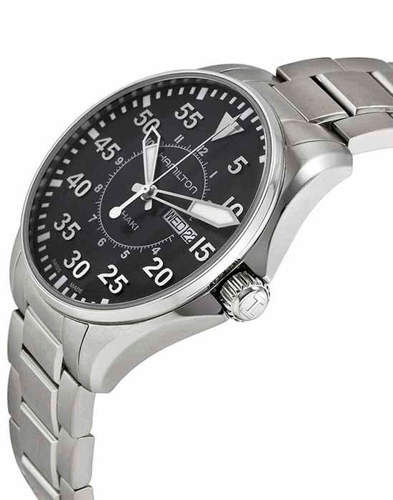 Hamilton Hamilton Khaki Aviation Pilot Day Date Quartz H64611135, khaki aviation швейцария мужские часы на браслете нержавеющая сталь боковой вид