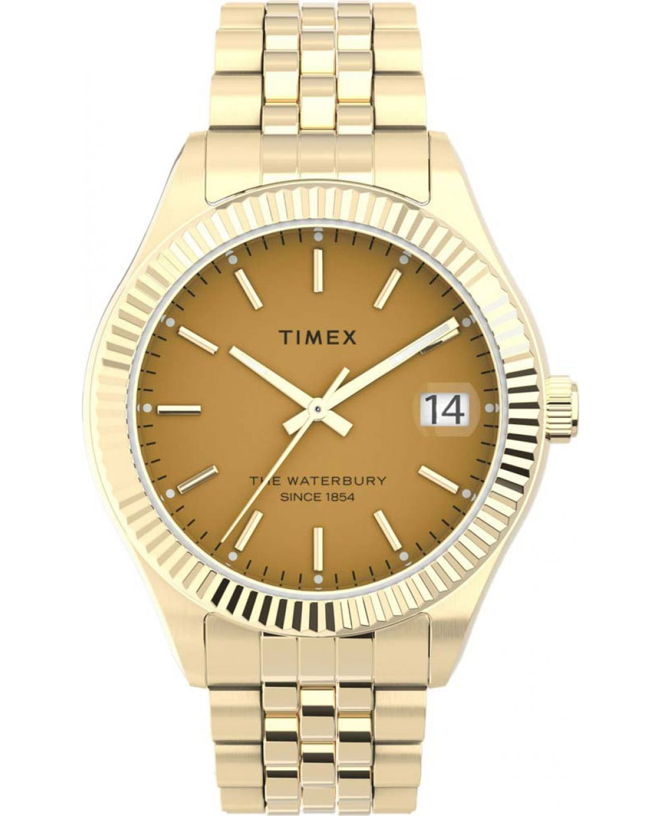 Timex Timex Waterbury Legacy TW2V31800  TW2V31800 кварцевые женские часы золотой циферблат, браслет нержавеющая сталь с pvd-покрытием — вид спереди