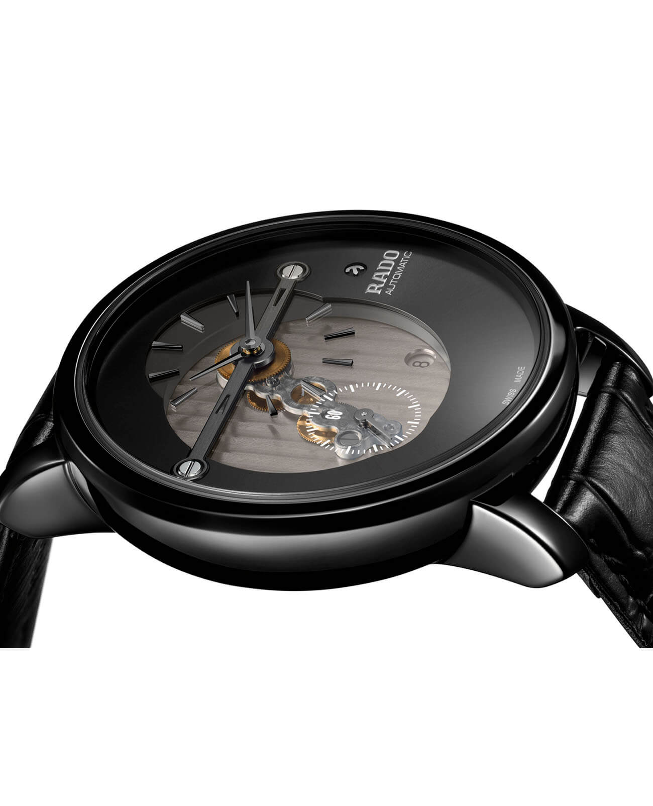 Rado Rado Diamaster Automatic R14060156, diamaster швейцария мужские часы на браслете кожаный боковой вид
