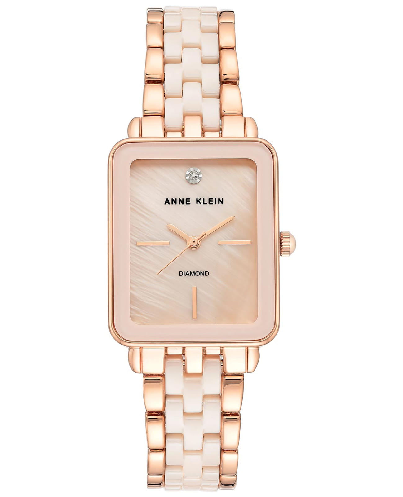 Anne Klein Anne Klein Diamond 3668LPRG  3668LPRG кварцевые женские часы бежевый циферблат, браслет сталь + pvd + керамика — вид спереди