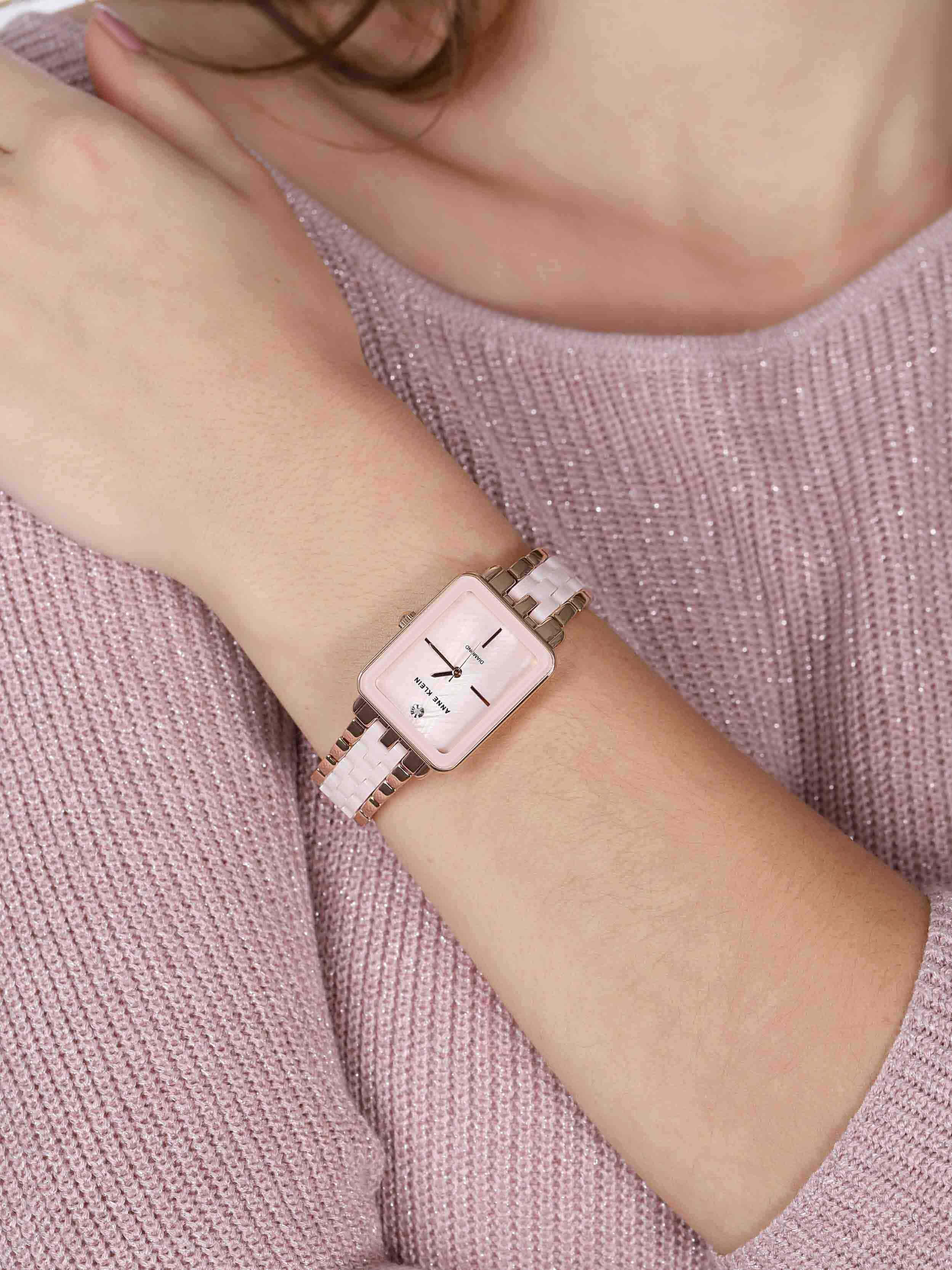 Anne Klein Anne Klein Diamond 3668LPRG кварцевые женские часы часы крупный план бежевый циферблата