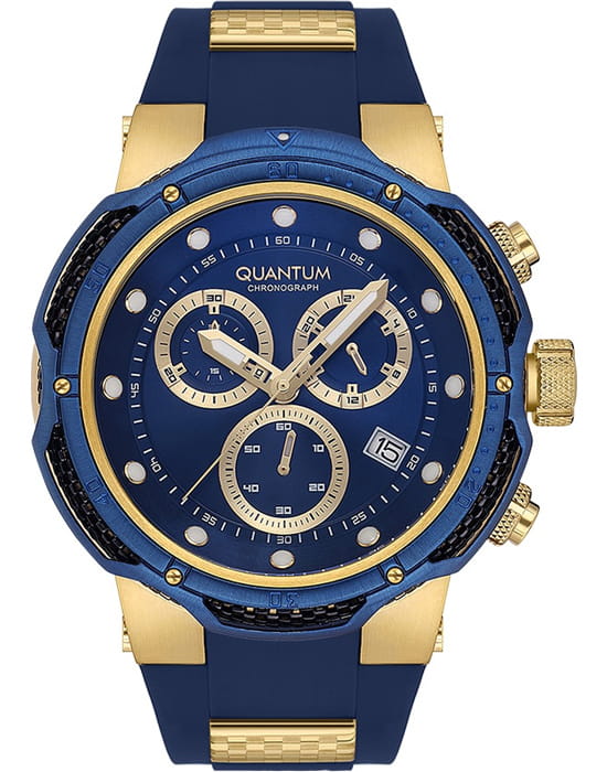 Quantum Quantum HNG1051.299  HNG1051.299 кварцевые мужские часы синий циферблат, браслет каучук — вид спереди