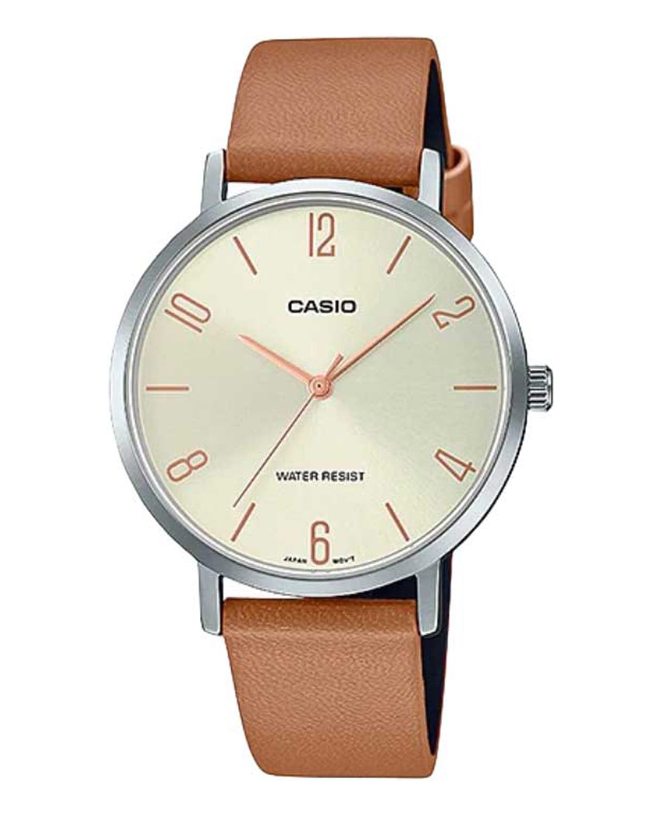 Casio Casio Collection LTP-VT01L-5B  LTP-VT01L-5B кварцевые женские часы шампань циферблат, браслет кожаный — вид спереди