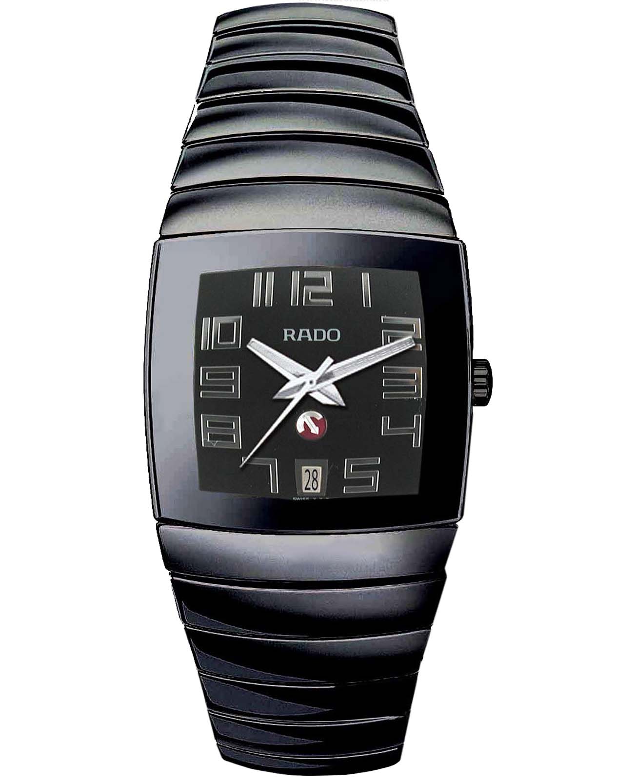 Rado Rado Sintra R13663152  R13663152 кварцевые мужские часы черный циферблат, браслет керамика — вид спереди