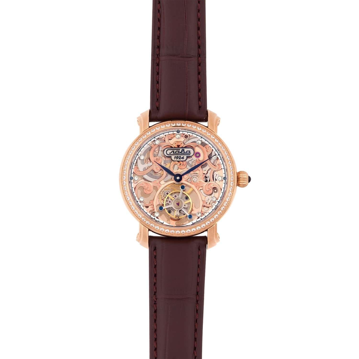 Слава Слава Слава России 7463619/300-3451Р-68,  россия мужские часы на браслете кожаный боковой вид