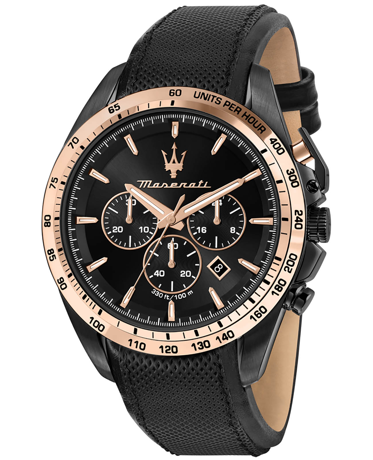 Maserati Maserati Traguardo R8871612036  R8871612036 кварцевые мужские часы черный циферблат, браслет кожаный — вид спереди