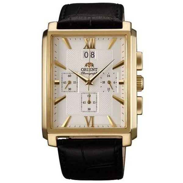 Orient Orient TVAA002W (FTVAA002W)  FTVAA002W  мужские часы белый циферблат, браслет кожа + текстиль — вид спереди