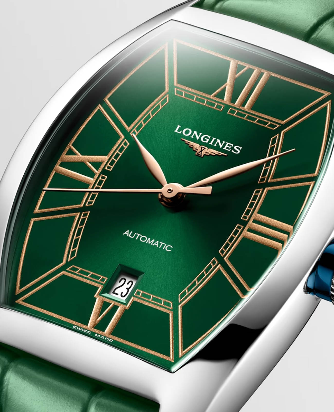 Longines Longines Evidenza L2.142.4.06.2 механические женские часы часы крупный план зеленый циферблата