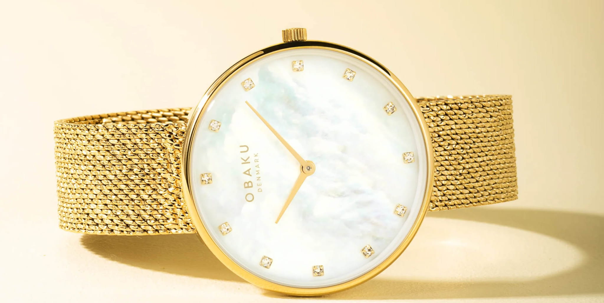 Obaku Obaku Mesh V288LXGWHG кварцевые женские часы часы крупный план перламутровый циферблата