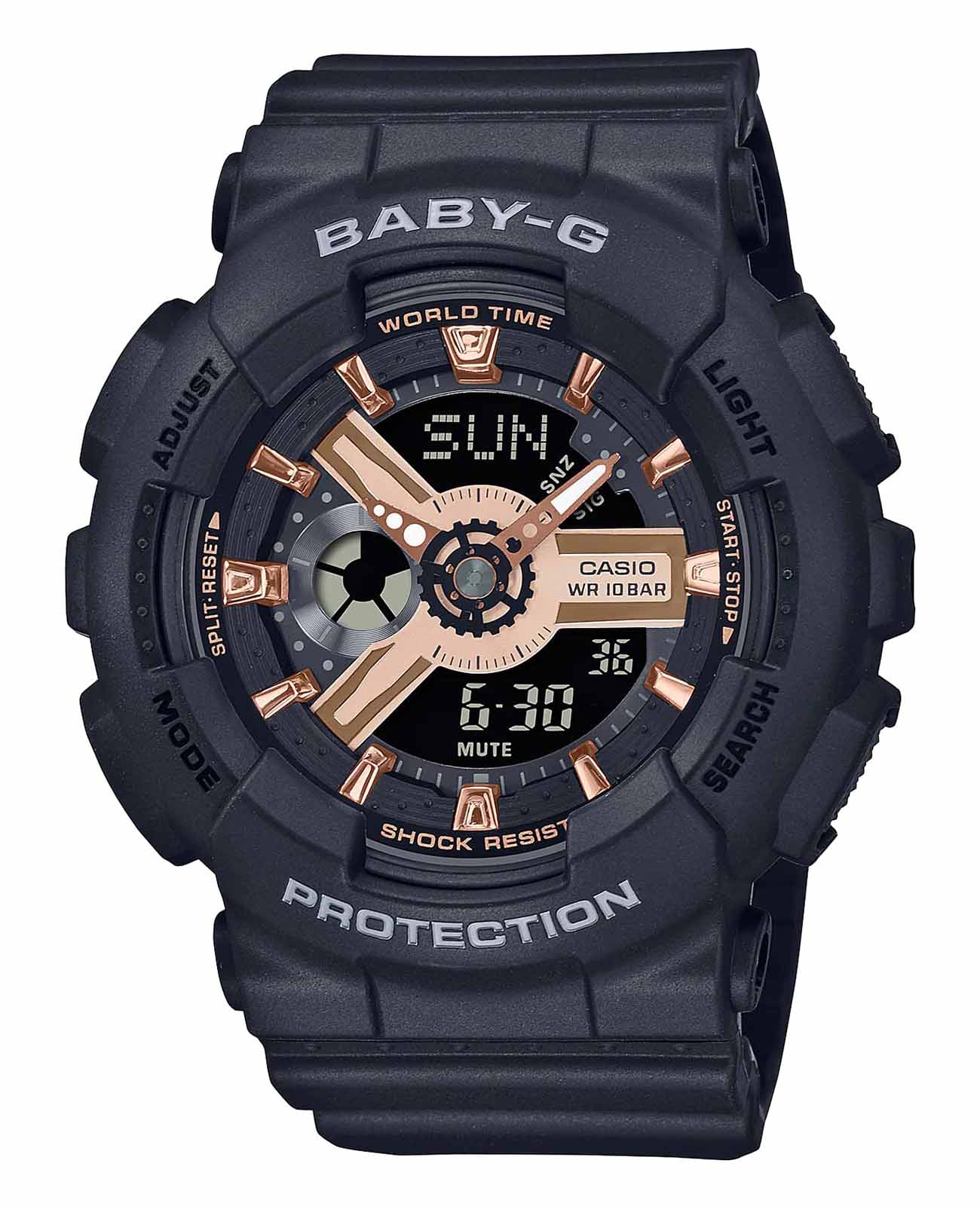 Casio Casio Baby-G BA-110XRG-1ADR (BA-110XRG-1A)  BA-110XRG-1A кварцевые женские часы  циферблат, браслет пластик — вид спереди