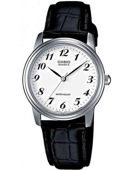 Casio Casio MTP-1236PL-7B  MTP-1236PL-7B кварцевые мужские часы белый циферблат, браслет кожаный — вид спереди