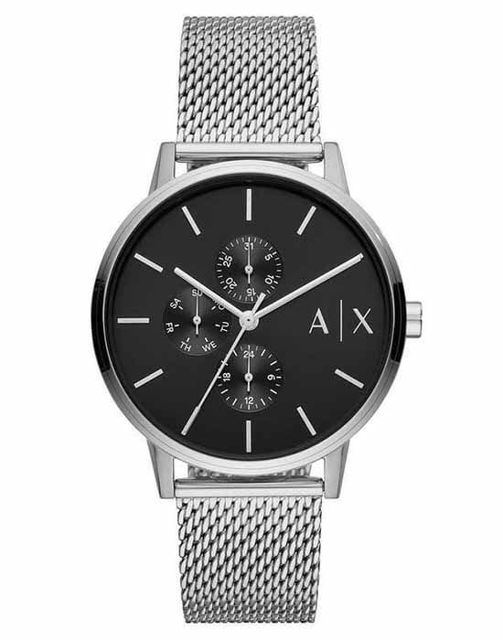 Armani Exchange Armani Exchange Cayde AX2714  AX2714 кварцевые мужские часы черный циферблат, браслет нержавеющая сталь — вид спереди