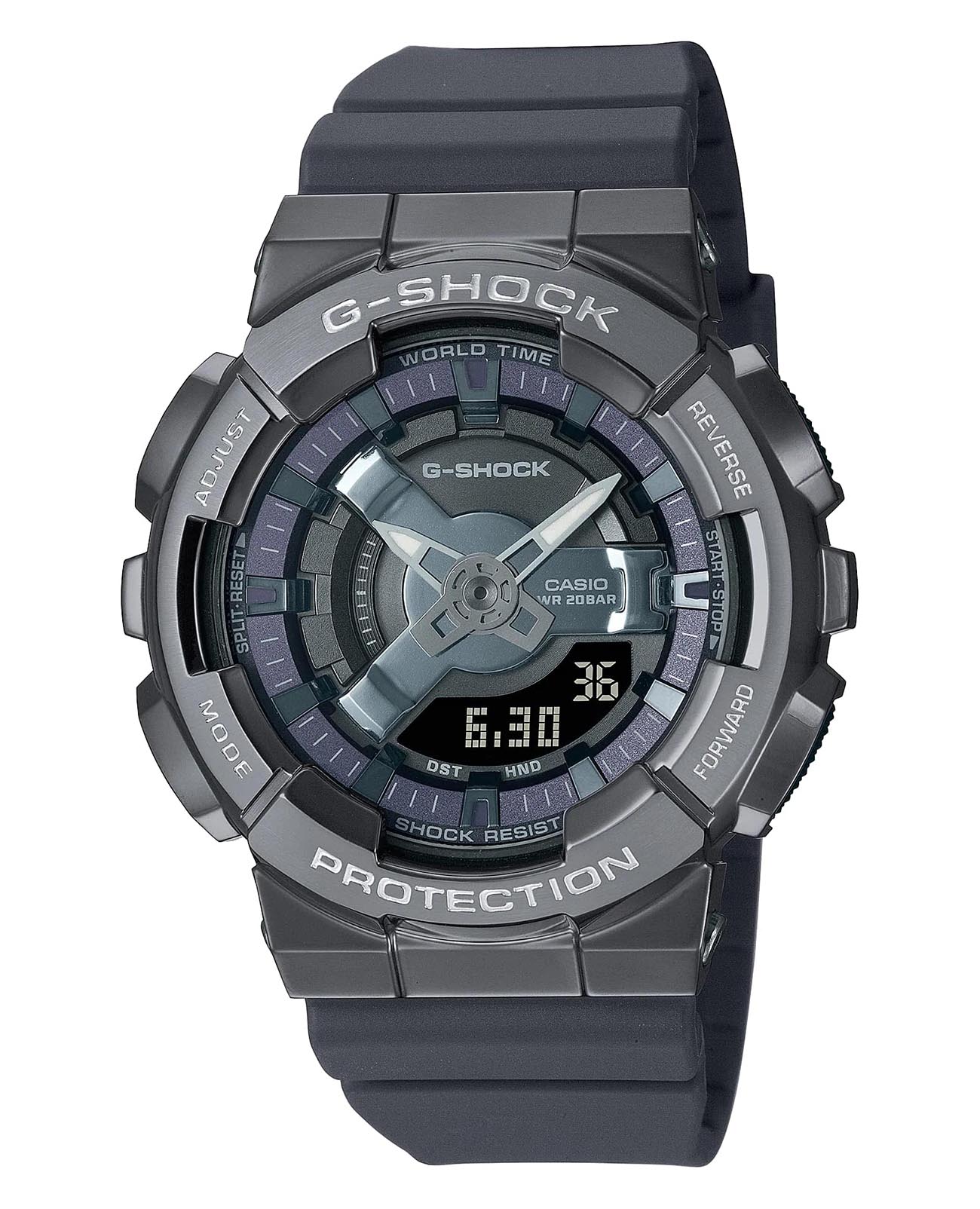 Casio Casio G-Shock GM-S110B-8ADR (GM-S110B-8A) GM GM-S110B-8A электронные мужские часы серый циферблат, браслет пластик — вид спереди