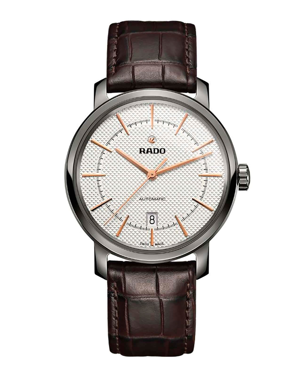 Rado Rado Diamaster Сollection Automatic R14074096 Automatic R14074096 механические мужские часы белый циферблат, браслет кожаный — вид спереди