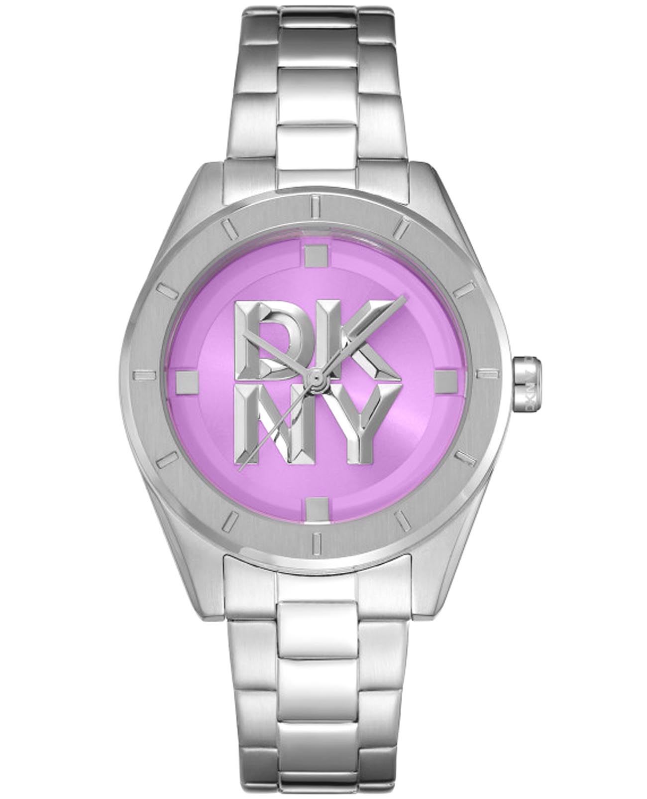 DKNY DKNY Chambers Midi DK1L016M0055  DK1L016M0055 кварцевые женские часы розовый циферблат, браслет нержавеющая сталь — вид спереди