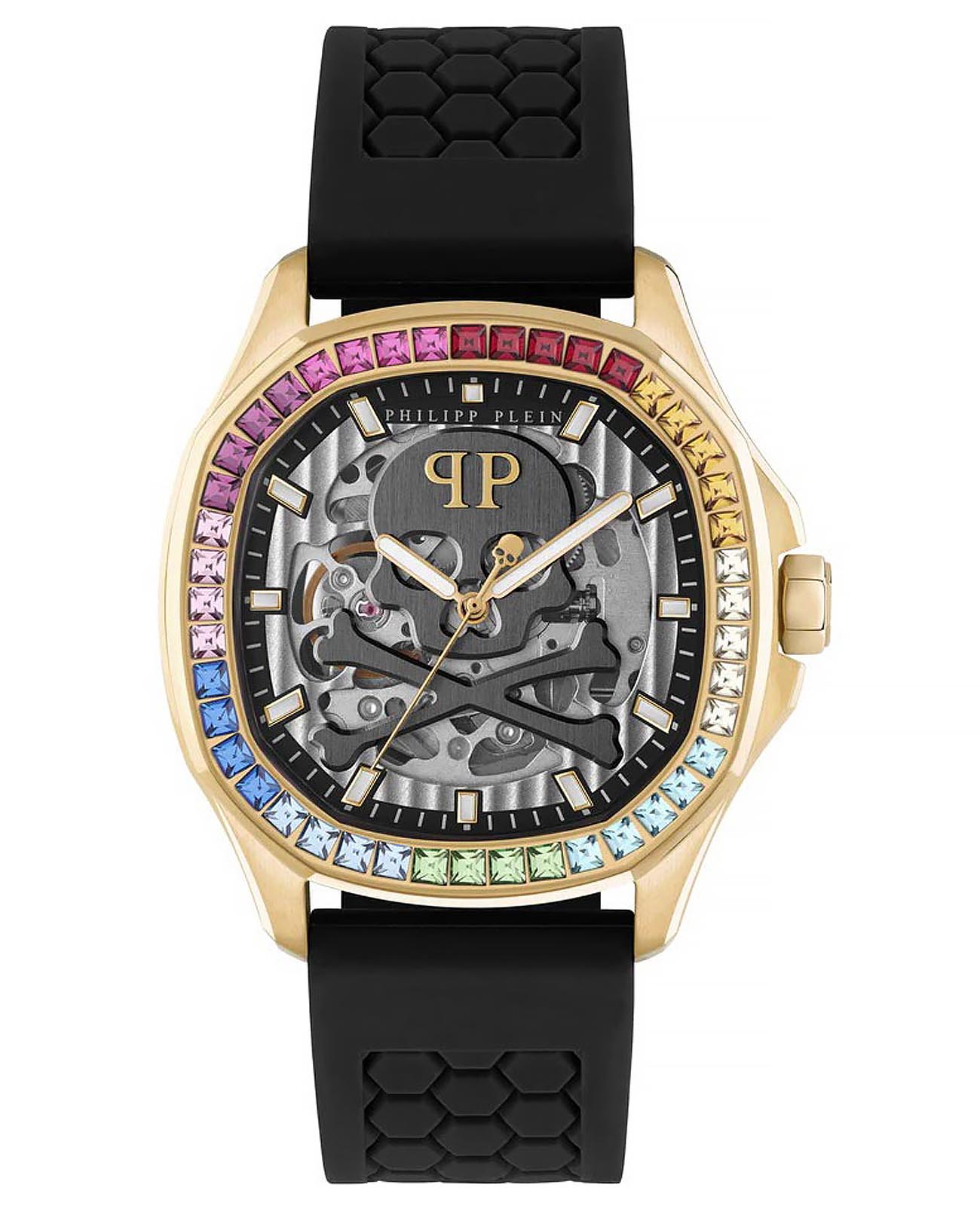 Philipp Plein Philipp Plein Plein Philipp PWRAA0523  PWRAA0523 механические мужские часы серый циферблат, браслет силикон — вид спереди