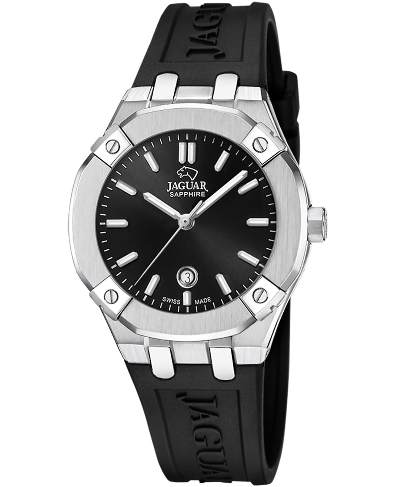Jaguar Jaguar Diplomatic Quartz Lady J1017/2  J1017/2 кварцевые женские часы черный циферблат, браслет каучук — вид спереди