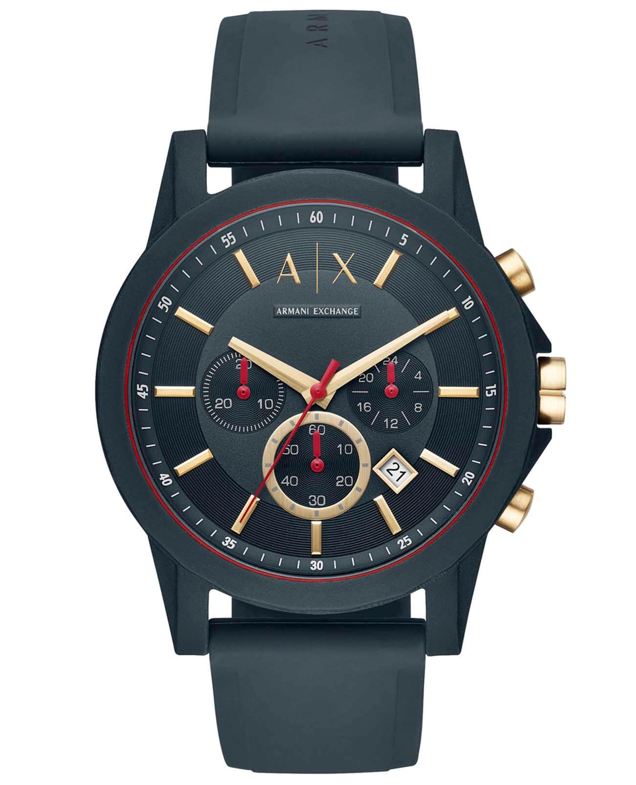 Armani Exchange Armani Exchange Drexler  AX1335  AX1335 кварцевые мужские часы синий циферблат, браслет силикон — вид спереди
