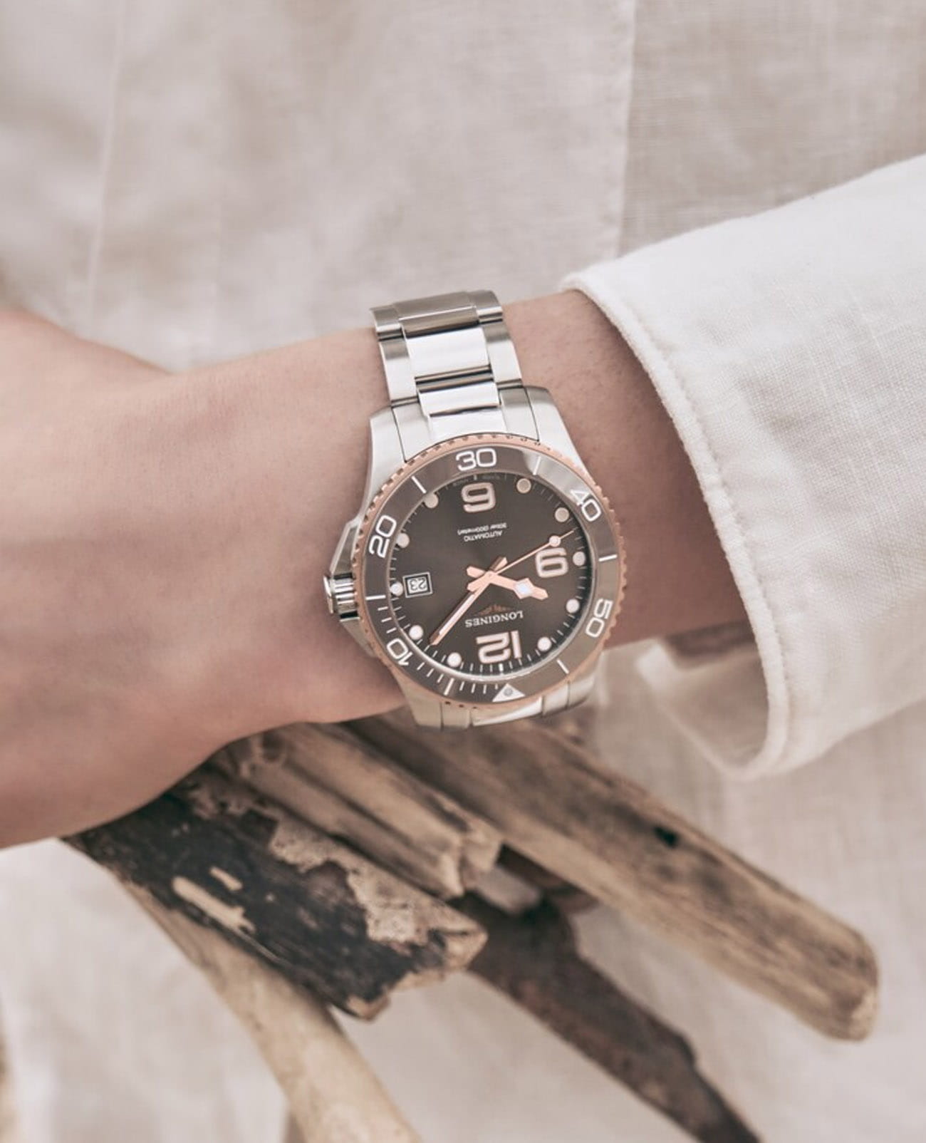 Longines Longines HydroConquest L3.780.3.78.6 мужские часы коричневый циферблат на запястье