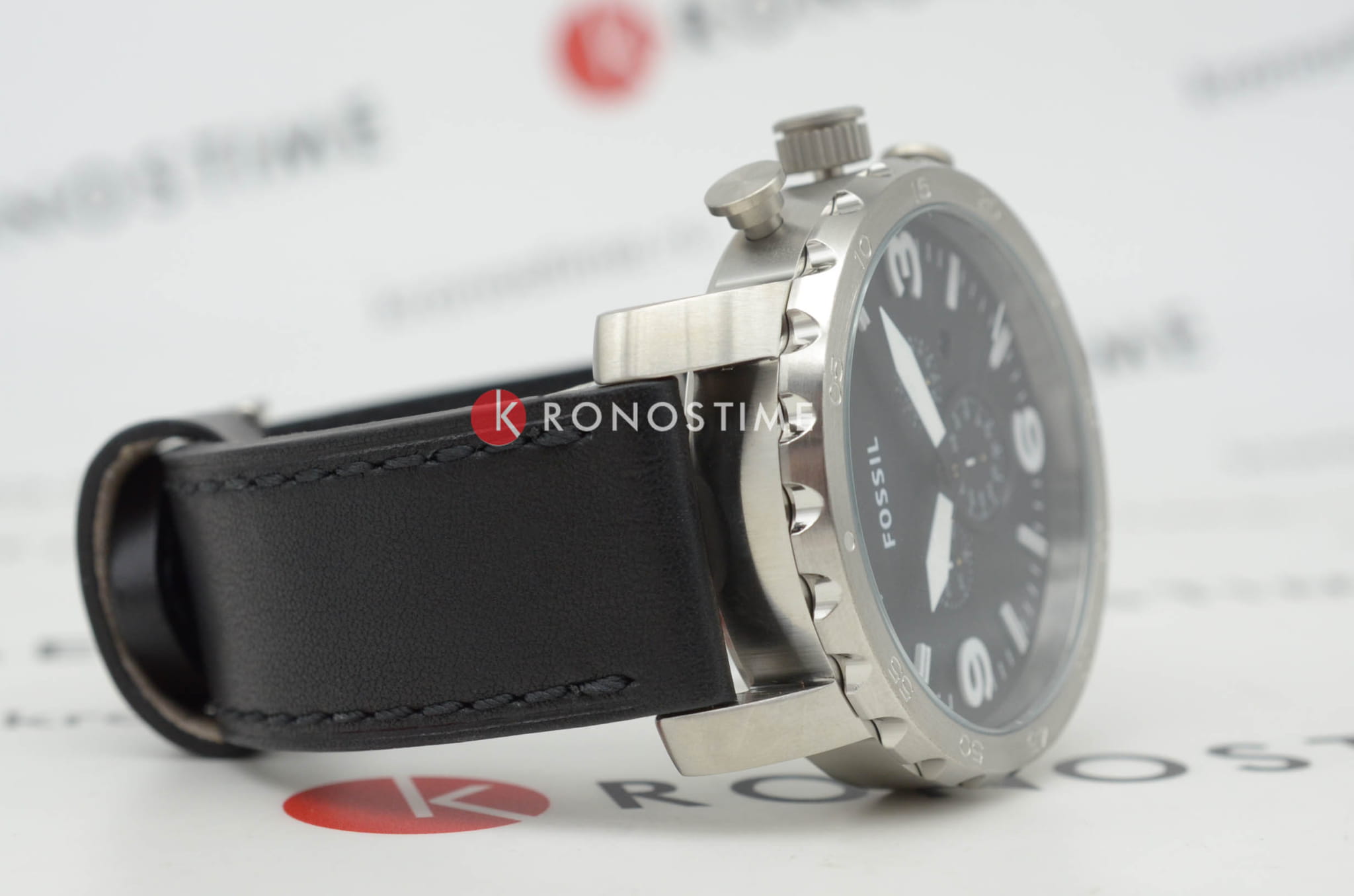 Fossil Fossil Nate Chronograph JR1436 мужские часы черный циферблат на запястье