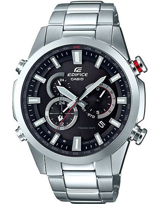 Casio Casio Edifice EQW-T640D-1A EQW EQW-T640D-1A автокварц (кинетик) мужские часы черный циферблат, браслет нержавеющая сталь — вид спереди