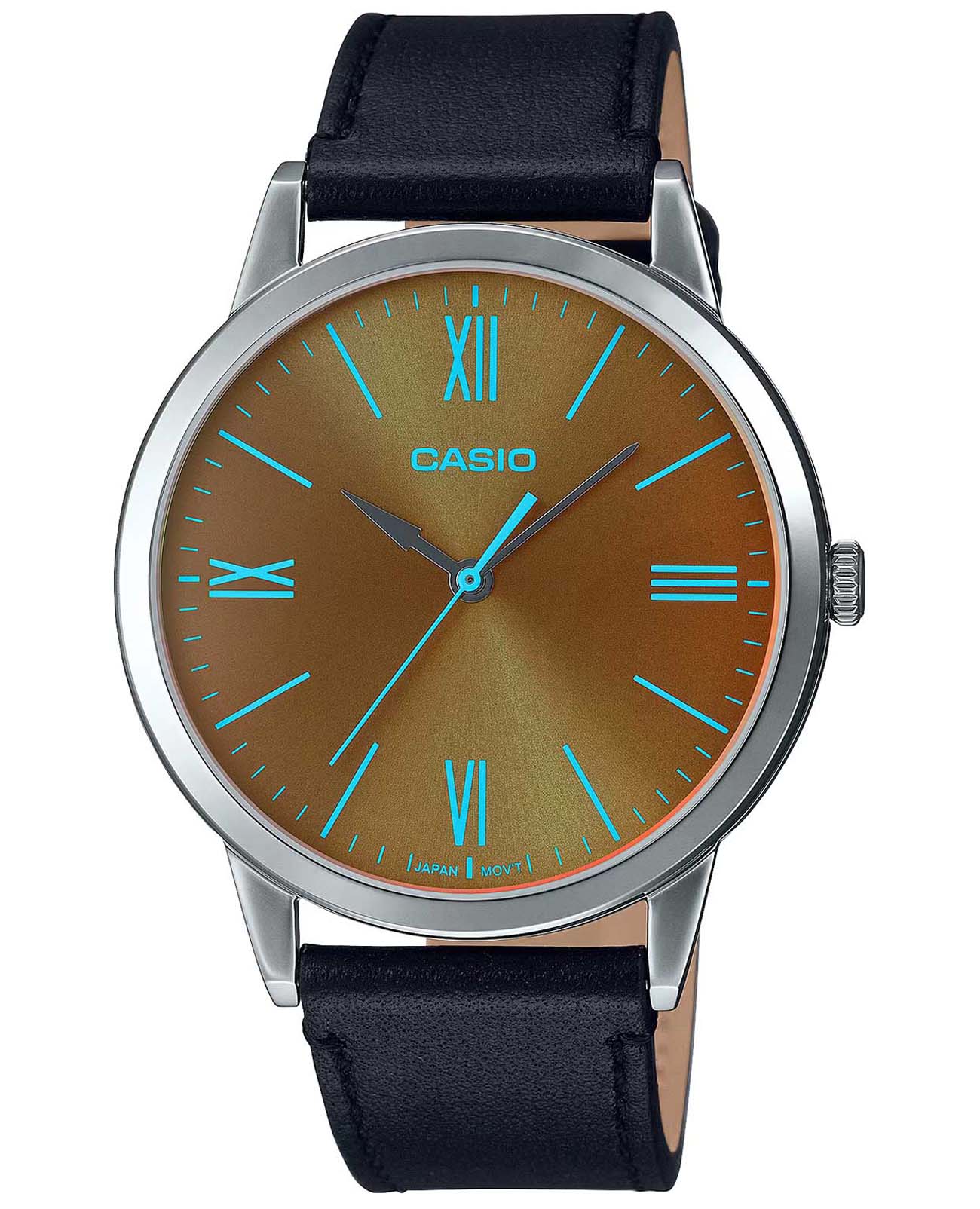 Casio Casio Collection MTP-E600L-1B  MTP-E600L-1B кварцевые мужские часы коричневый циферблат, браслет кожаный — вид спереди