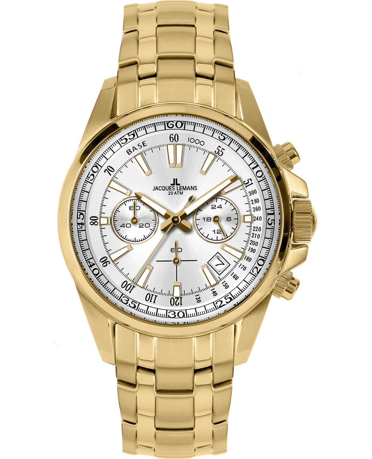Jacques Lemans Jacques Lemans  Sport 1-2117N  1-2117N кварцевые мужские часы серебристый циферблат, браслет нержавеющая сталь — вид спереди