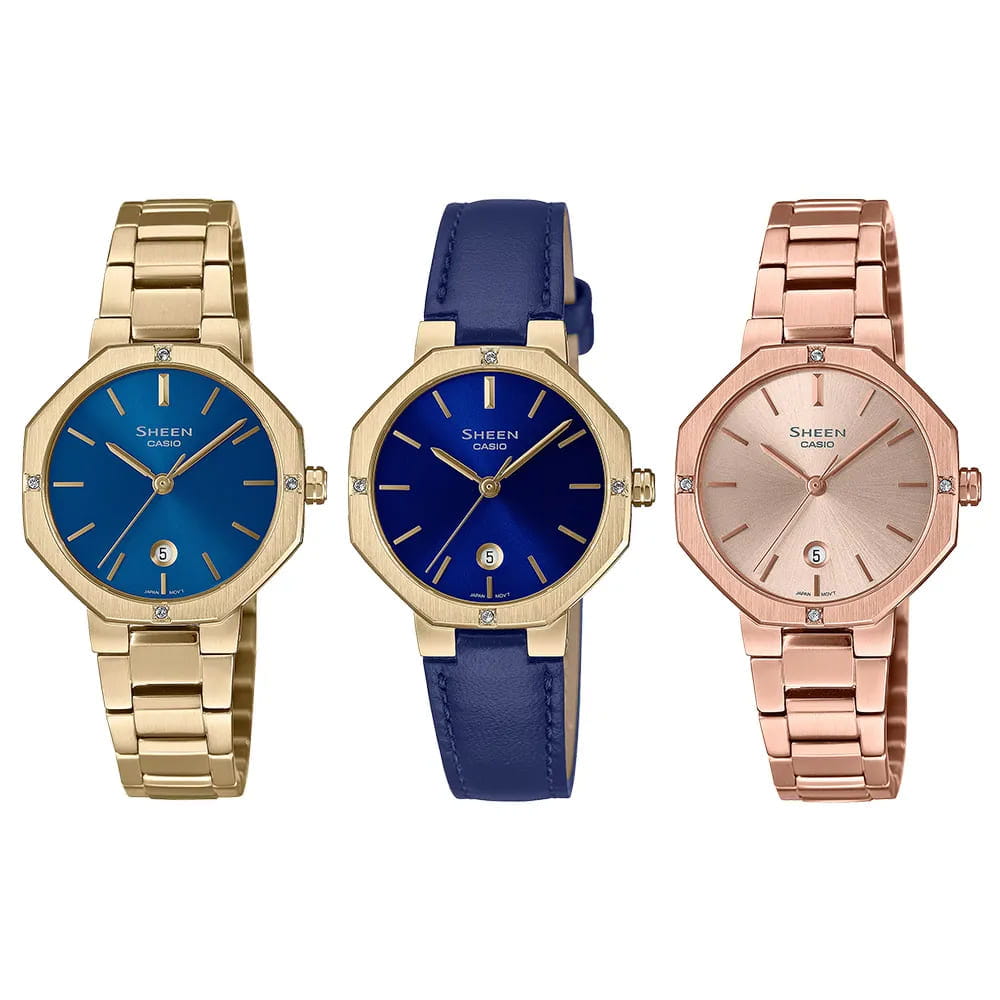 Casio Casio Sheen SHE-4543GL-2AUDF (SHE-4543GL-2A) женские часы синий циферблат на запястье