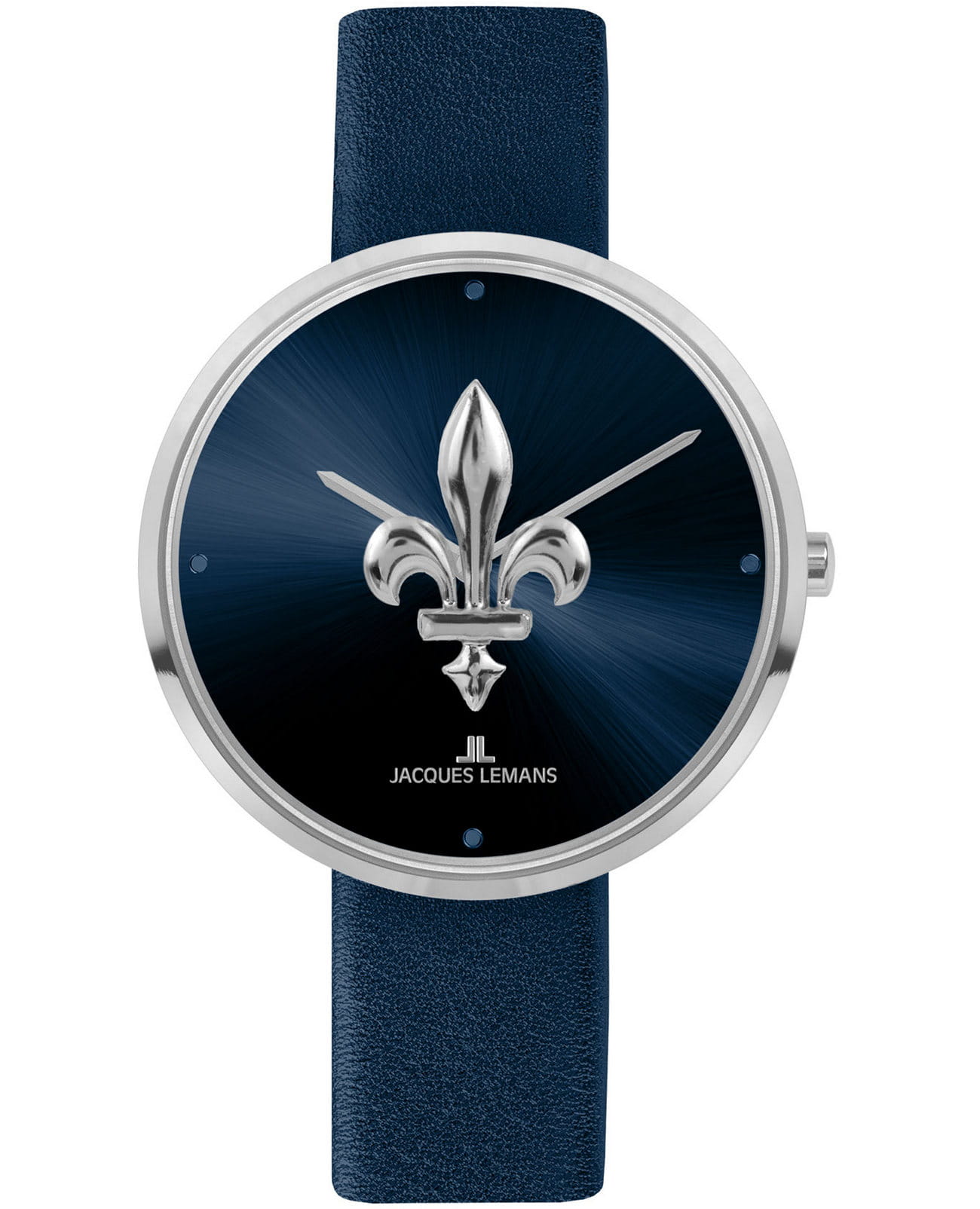 Jacques Lemans Jacques Lemans  Design Collection 1-2092D  1-2092D кварцевые женские часы синий циферблат, браслет кожаный — вид спереди