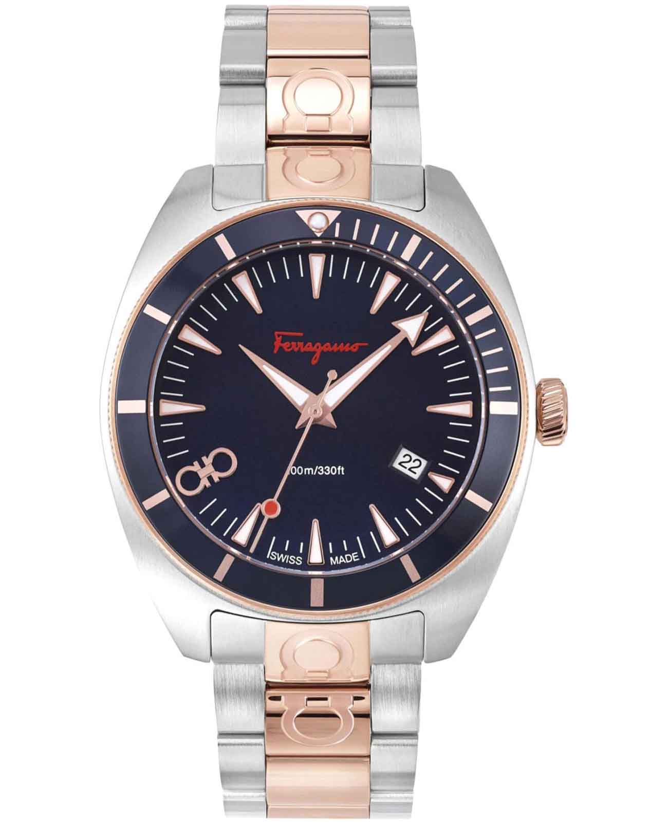 Salvatore Ferragamo Salvatore Ferragamo Experience SFMG00521  SFMG00521 кварцевые мужские часы синий циферблат, браслет сталь с ip покрытием — вид спереди