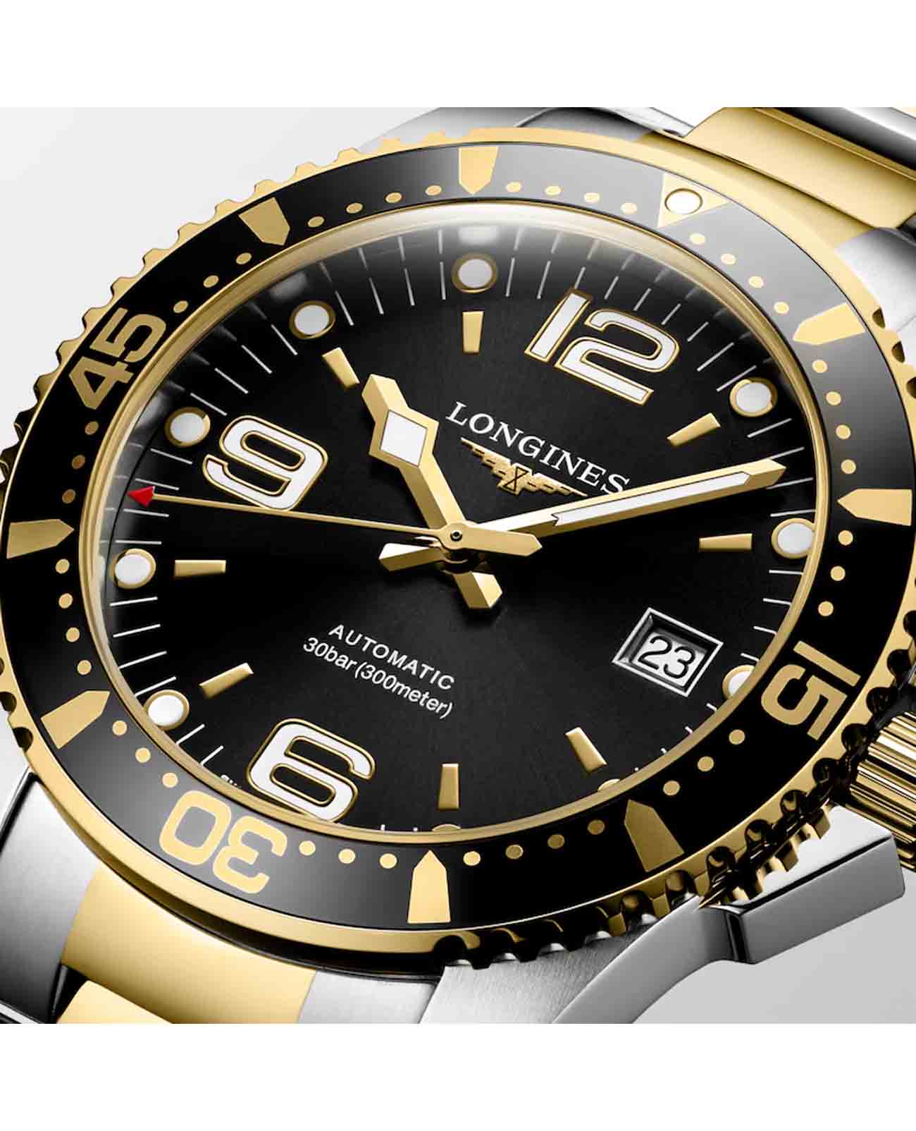 Longines Longines Hydroconquest L3.742.3.56.7, hydroconquest швейцария мужские часы на браслете сталь c pvd покрытием боковой вид