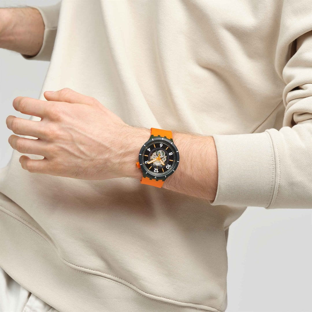 Swatch Swatch Big Bold Bioceramic SB03G107 мужские часы черный циферблат на запястье