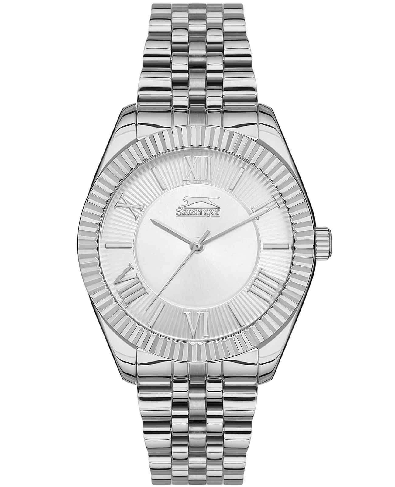 Slazenger Slazenger SL.09.2150.3.01  SL.09.2150.3.01 кварцевые женские часы серебристый циферблат, браслет суперметалл — вид спереди