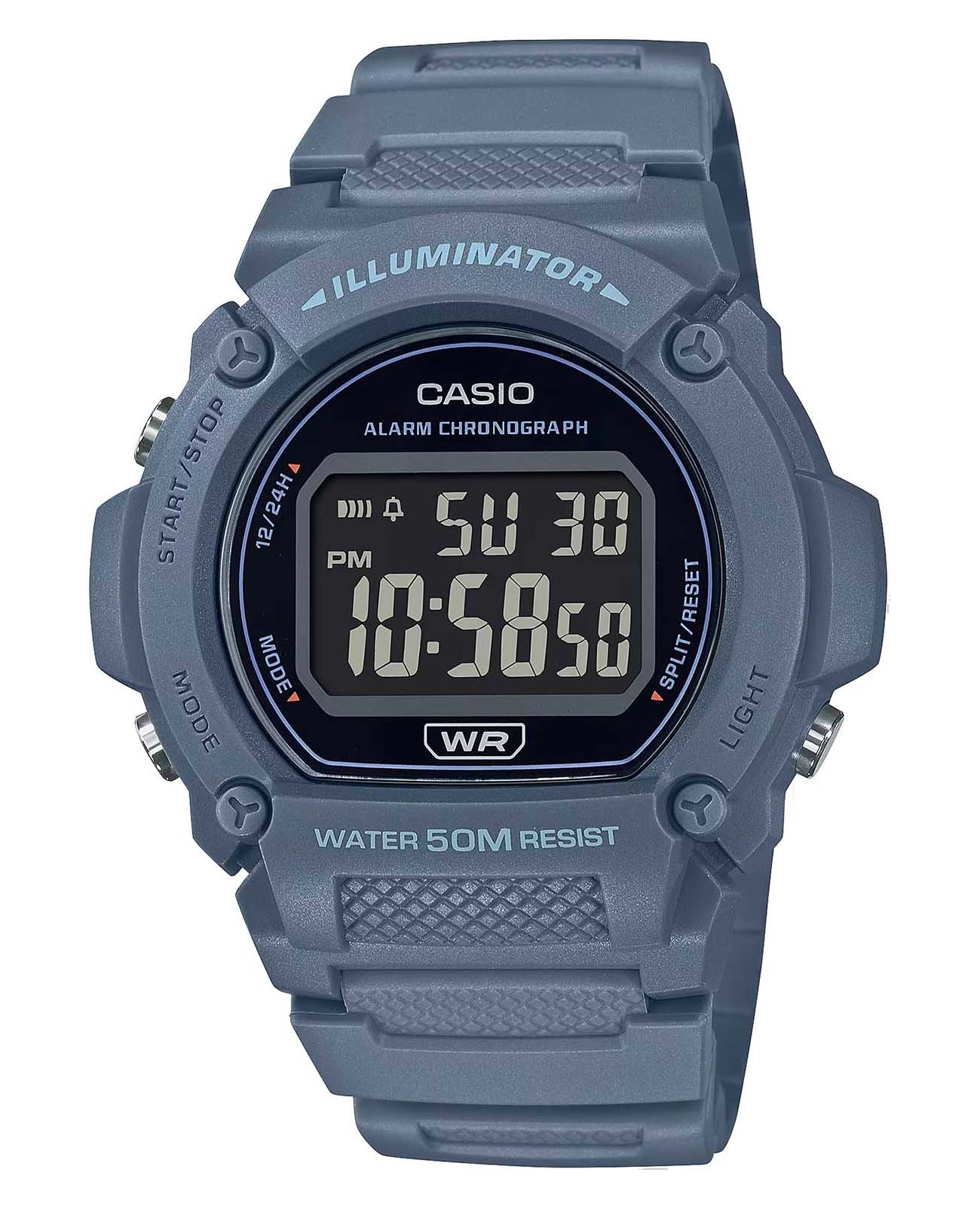 Casio Casio Collection W-219HC-2B  W-219HC-2B кварцевые мужские часы черный циферблат, браслет пластик — вид спереди