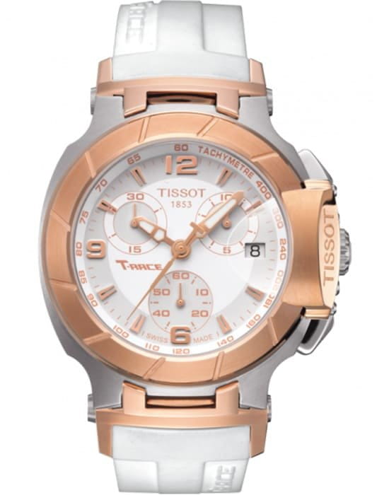 Tissot Tissot T-Sport T-Race Quartz Chronograph T048.217.27.017.00 T Race T0482172701700 кварцевые женские часы белый циферблат, браслет карбон + полимер — вид спереди