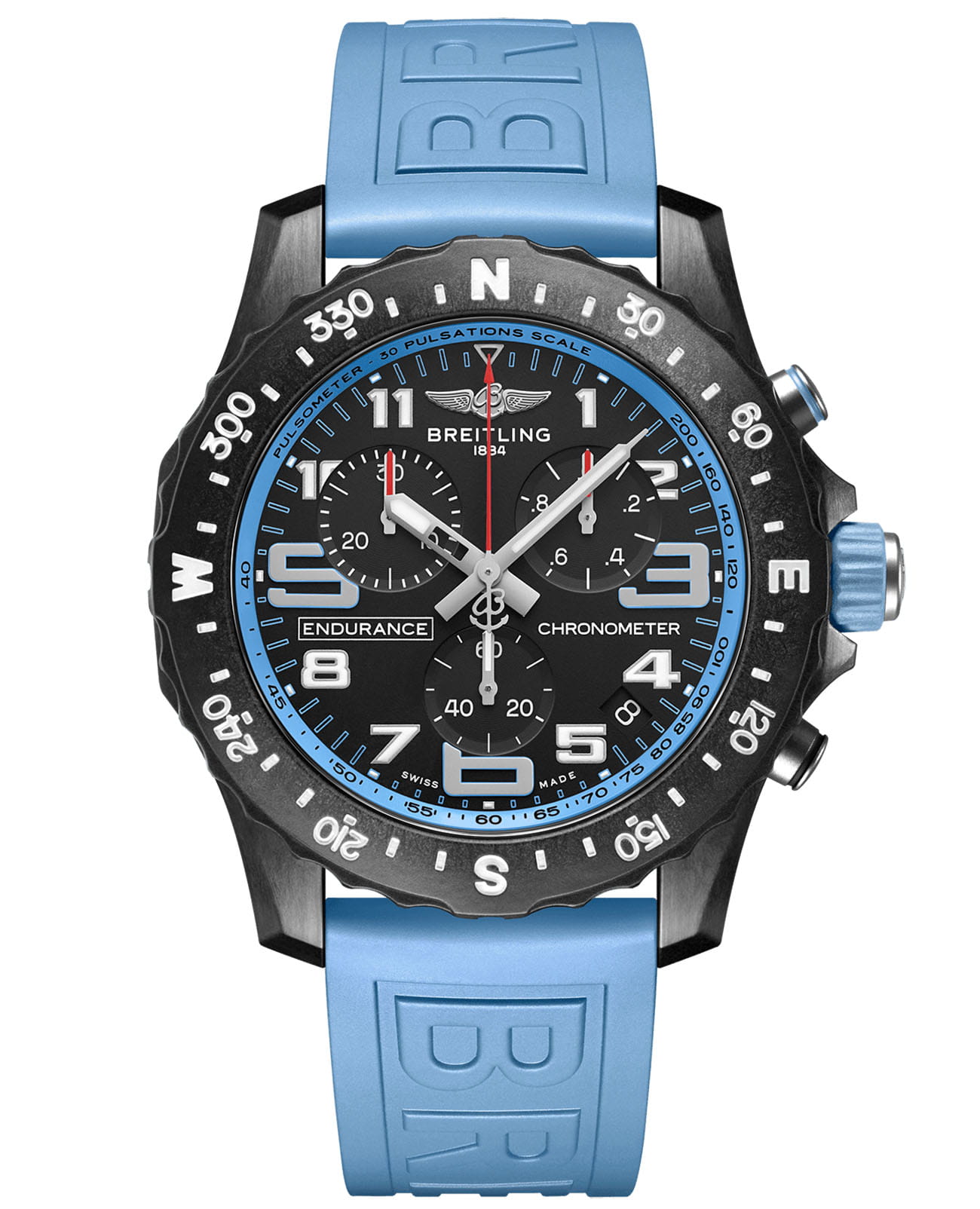 Breitling Breitling Endurance Pro X82310281B1S1  X82310281B1S1 кварцевые мужские часы черный циферблат, браслет каучук — вид спереди