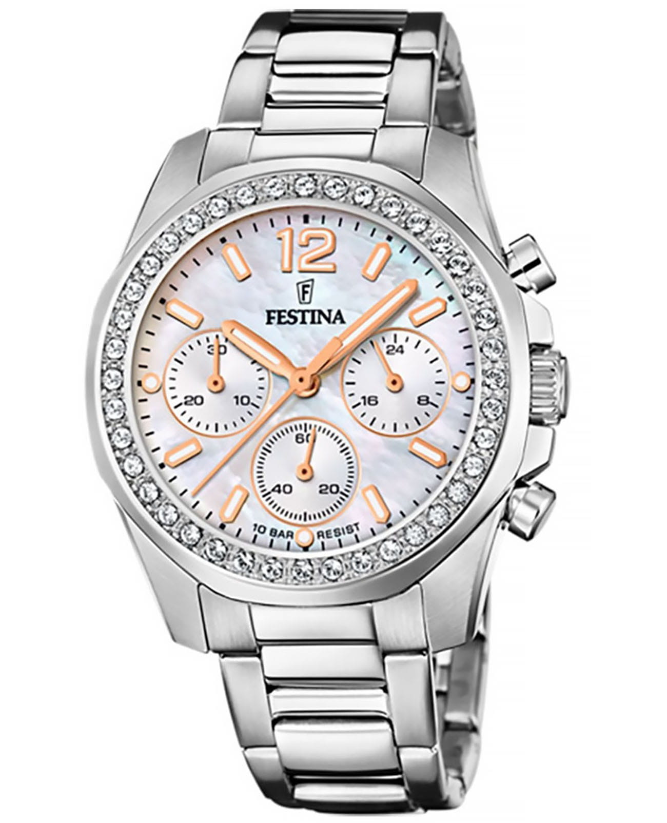 Festina Festina Boyfriend F20606/1  F20606/1 кварцевые женские часы перламутровый циферблат, браслет нержавеющая сталь — вид спереди