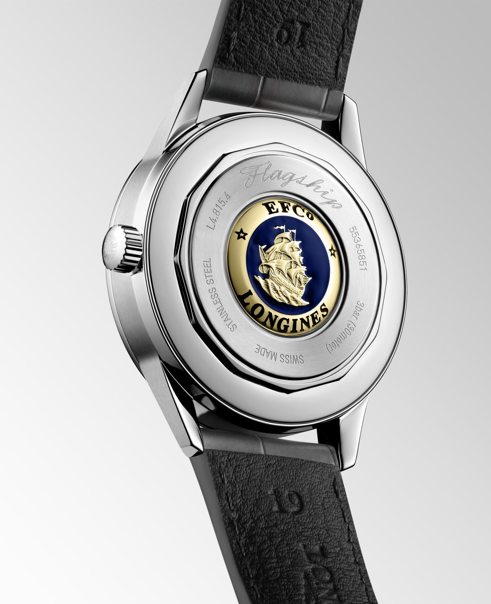 Longines Longines Flagship Heritage L4.815.4.52.2, flagship швейцария мужские часы на браслете кожаный боковой вид
