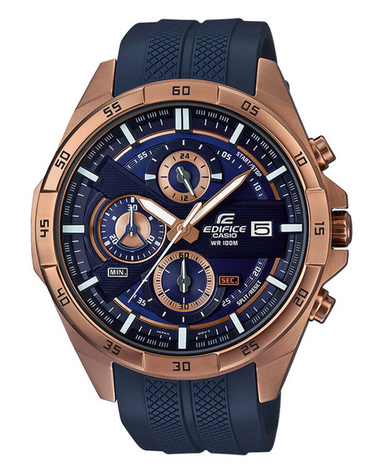 Casio Casio Edifice EFR-556PC-2A EFR-556 EFR-556PC-2A кварцевые мужские часы синий циферблат, браслет полимер — вид спереди