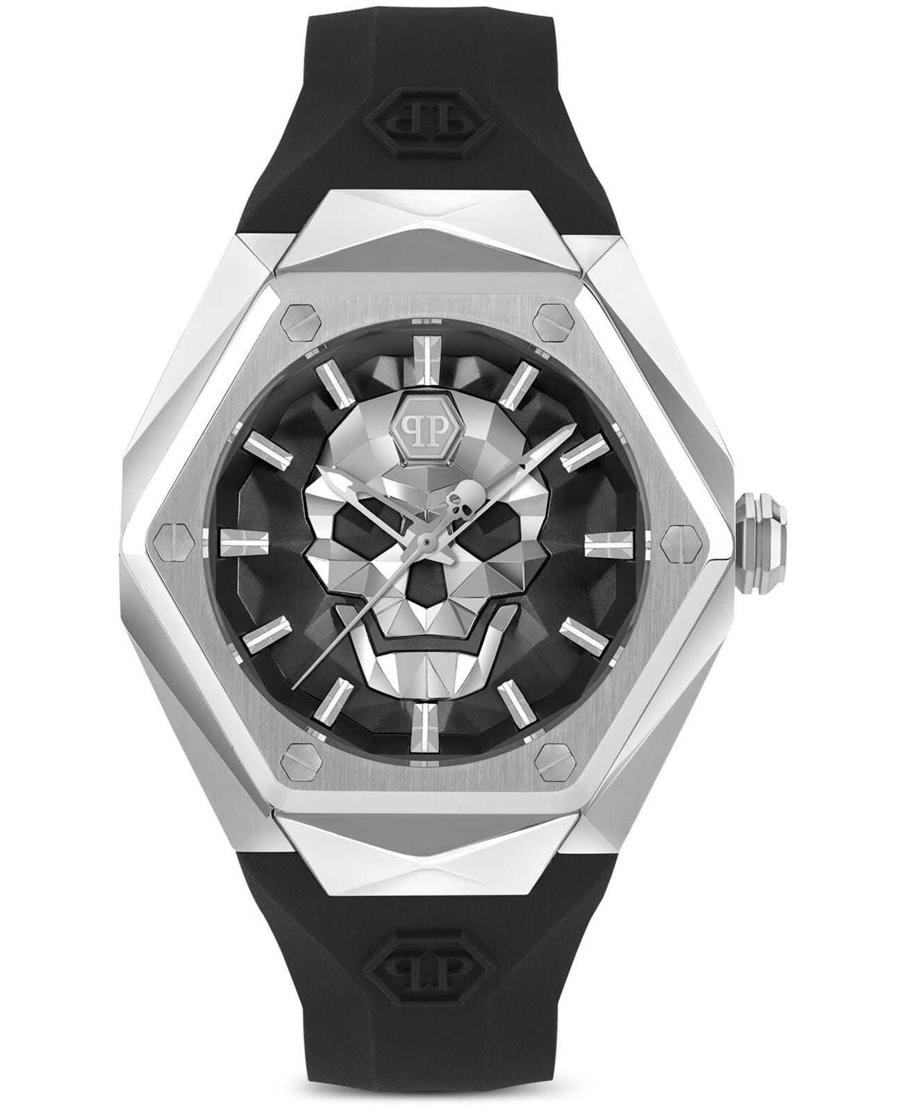 Philipp Plein Philipp Plein The Skull PWPWA0124  PWPWA0124 кварцевые женские часы черный циферблат, браслет силикон — вид спереди