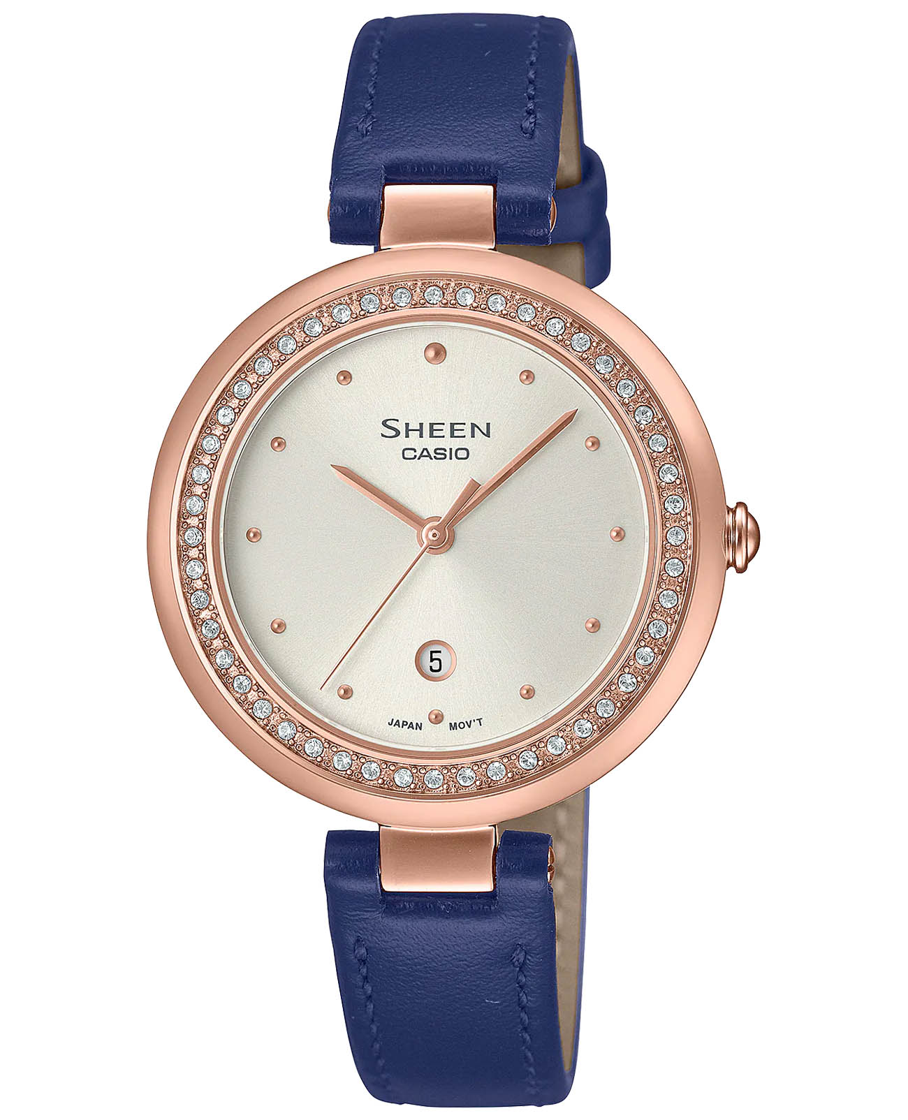 Casio Casio Sheen SHE-4556PGL-7AUDF  SHE-4556PGL-7AUDF кварцевые женские часы шампань циферблат, браслет кожаный — вид спереди
