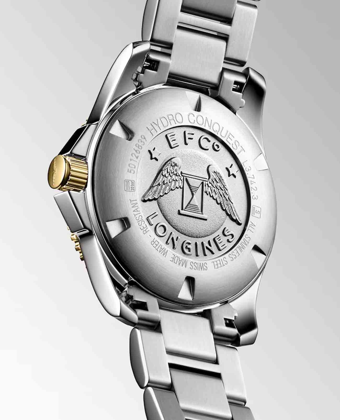 Longines Longines HydroConquest L3.742.3.96.7, hydroconquest швейцария мужские часы на браслете сталь c pvd покрытием боковой вид