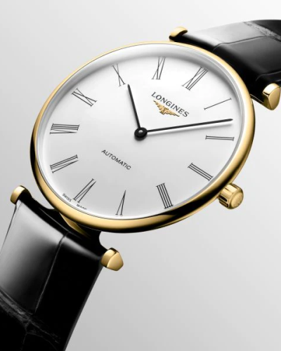 Longines Longines La Grande Classique L4.918.2.11.2 механические мужские часы часы крупный план белый циферблата