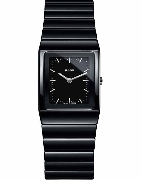 Rado Rado Ceramica R21702172  R21702172 кварцевые женские часы черный циферблат, браслет высокотехнологичная керамика — вид спереди