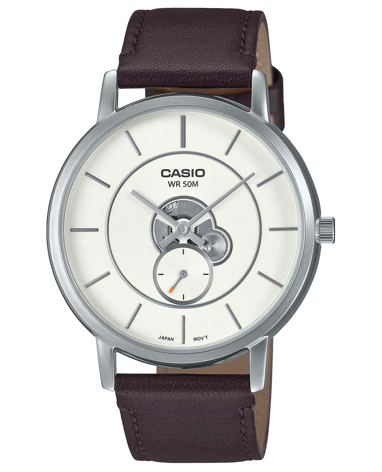 Casio Casio Collection MTP-B130L-7A  MTP-B130L-7A кварцевые мужские часы белый циферблат, браслет кожаный — вид спереди